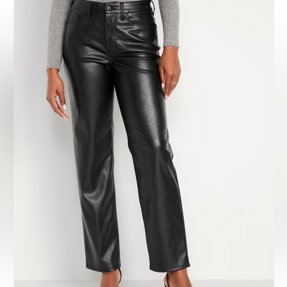 Old Navy leather high-rise O.G. straight secret-smooth pocket pants